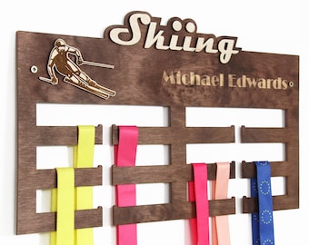 Personalized medal hanger SKIING Medal hanger Medal rack