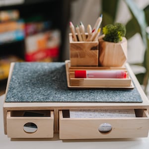 Organizador de escritorio con cajones, Organizador de escritorio de madera, Accesorios de escritorio Regalo del día del padre, Cajones de escritorio de madera, Bandeja de escritorio Regalo de graduación
