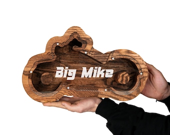 Gift for Motorcycle Riders, Customized Motorbike Piggy Bank for Adult and Kids, Money Saving Box with Engraved Name, Modern Tip Jar for Dad