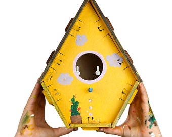 DIY Bird House Kit For Children To Build, Kids Arts and Crafts Painting Puzzle, Unfinished Outdoor Wood Bird Feeder, Wood Toys For Boys