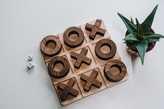 Rusticity Wooden Tic Tac Toe Game Board, Handmade, (5x5 in)