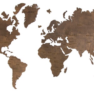 Muur wereldkaart voor thuis en op kantoor, 3 kleuren beschikbaar, houten wereldkaart, wereldkaart muur kunst hout, wereldkaart wand decor kerstcadeau