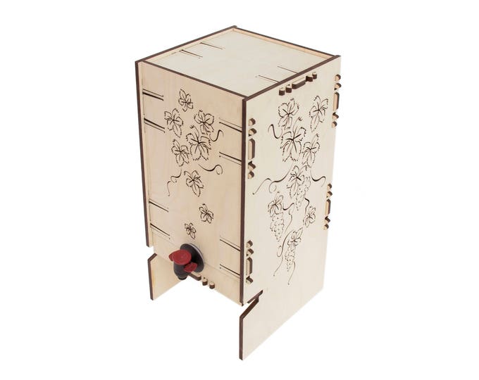 Wooden wine holder - Boxed wine holder - Boxed wine package - Wooden wine package - Wooden box on tap - Rustic wine holder - Wine bag holder