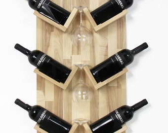 Almacenamiento de vino Estante de vino rústico Estante de vino de madera Estante de vino de pared Regalo para amantes del vino