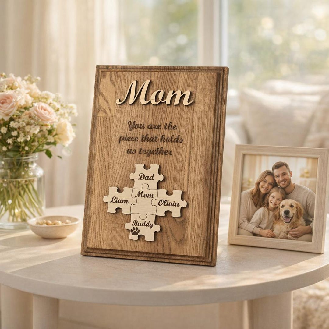 Mother's Day Wooden Jigsaw Puzzle Sign, Personalized Mom Gift, Wood ...