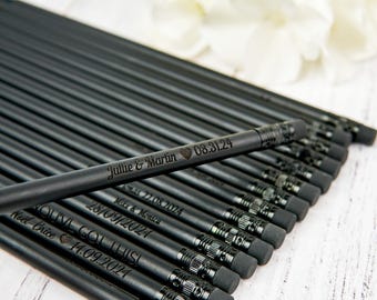 Personalized Pencils, Set of Black Custom Pencils, Engraved Wooden Pencils for Wedding, Baby Shower Gifts, Customized Teacher or Class Gift