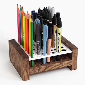 Wood pencil holder Pen holder Pencil storage Wooden pen holder Desk organization image 1