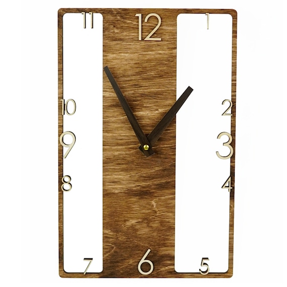 Large wall clock Wall clock unique Rectangular wall clock Wooden wall clock Vertical wall clock Horizontal wall clock Unquie wall clock Wood