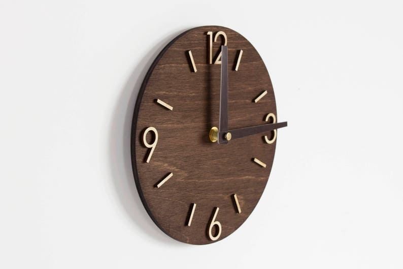 Wood wall clock Wooden clock Modern wall clock Retro clock image 2