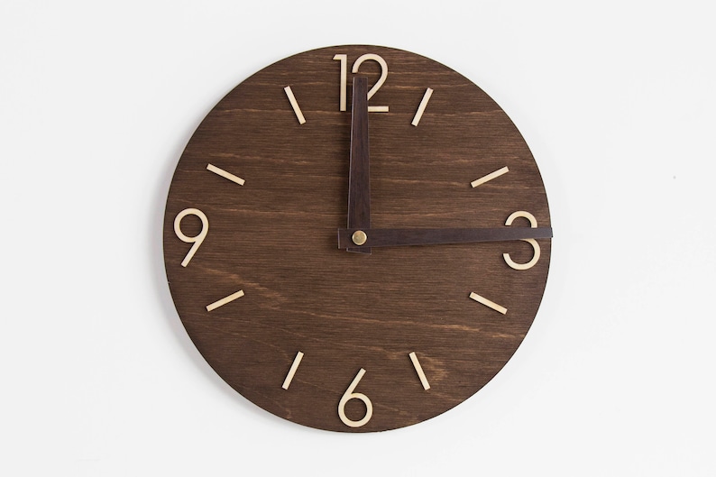 Wood wall clock Wooden clock Modern wall clock Retro clock image 1
