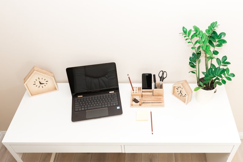 Office organization Wooden desk organizer Desk organization Pencil holder Pen holder Phone holder image 5