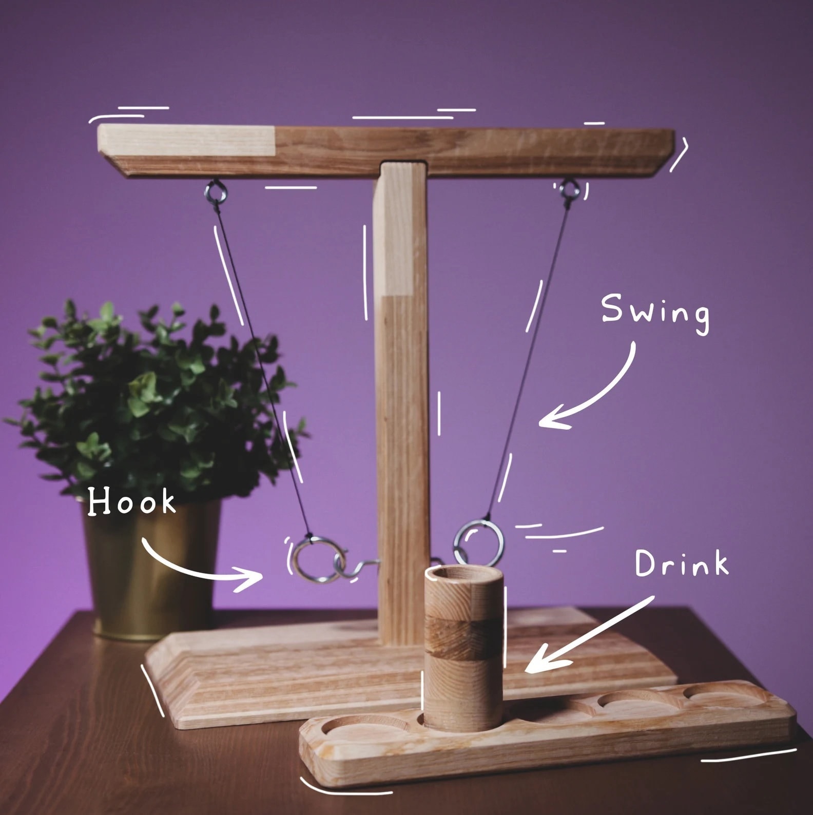 Hook and Ring Swing Toss Board Bar Game Personalized Swinging Etsy UK