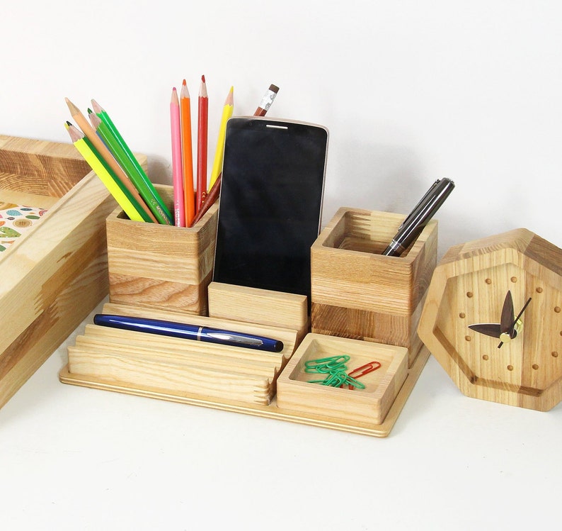 Desk Organizer Office Desk Accessories DESK ORGANIZER SET Desk Etsy