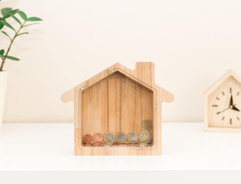 House Money Bank Solid Wood Coin Box BIG House Money Box Etsy Canada