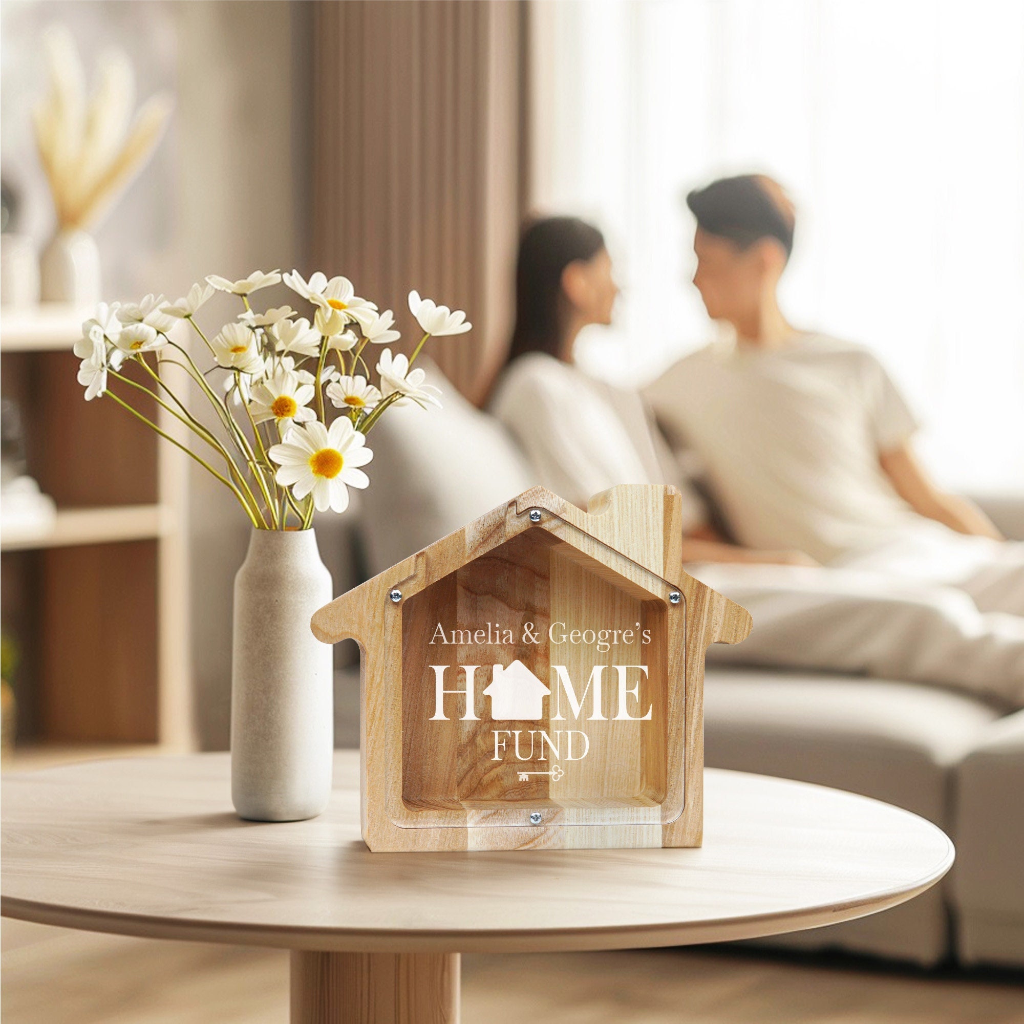 Holz Sparschwein Mit Schloss - Vintage Spardose 14,5x10x9,5cm Für Münzen & Scheine