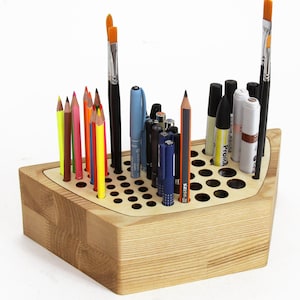 Pen Stand, Pen Holder Wood, Wooden Pencil Holder, Wood Desk Organizer, Brush Holder image 1