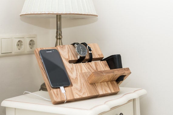 Docking station in legno Organizzatore della stazione di ricarica