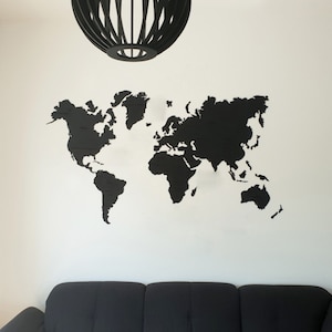 Mapa del mundo de madera 3 COLORES DISPONIBLES, Mapa del mundo de pared para el hogar y la oficina, Mapa del mundo pared arte madera