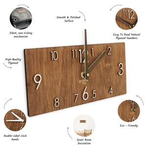 wooden wall clock, oversized wall clock, wall clock unique, large wall clock, unique wall clock, rectangle wall clock, wall clock large, wall clock wood, modern wall clock, rectangular wall clock, digital wall clock, kitchen wall clock