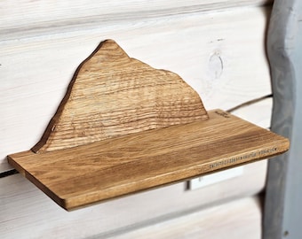 Mount Everest Wooden Shelf – Custom Engraved Floating Mountain Shelf,  Rustic Nursery Wall Decor,  Adventure Gift for Hikers, 3D Wall Shelf