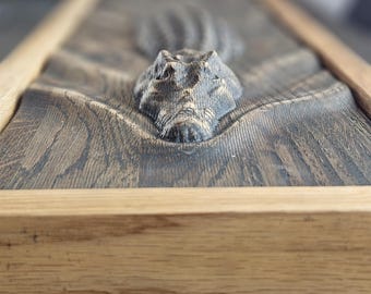 Wooden Crocodile Wall Art, 3D Wildlife Wood Carving, Handmade Alligator Sculpture for Rustic Home, Cabin, Office, Nature-Inspired Home Gift