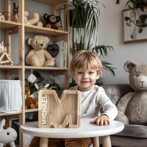 Wooden Letter Piggy Bank for Kids Boys Girls Large 26 Alphabet Money Bank