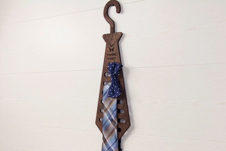 Personalized TIE RACK Tie organizer Groomsmen gift Father's day gift Valentines gift Closet organizer image 5