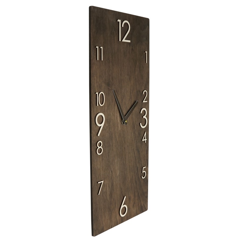 Wooden clock Vertical wooden wall clock Rustic wall clock Modern farmhouse wooden wall clocks Wood silent wall clock Unusual wall clock image 9