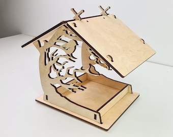 Wooden birdhouse for garden, Naturalal bird feeder, Wooden bird house, Garden gifts for parents, friends, Housewarming gift