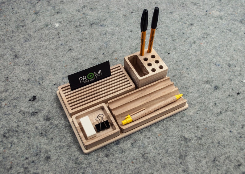 Complete desk organizer YOURSELF Desk organization Wooden desk organizer Office organizer image 4