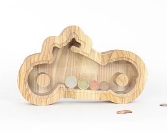 Money Box - Motorcycle Gift - Money Box Gift - Wooden Bike - Bike Gift - Wood Bike - Piggy Bank Gift - Money Box Wood - Money Box Wood
