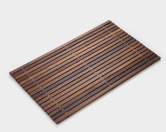 Drewniana mata łazienkowa na wymiar, mata prysznicowa z drewna jesionowego Thermo do łazienki, akcesoria do sauny, wodoodporna dekoracja spa, antypoślizgowa drewniana mata podłogowa