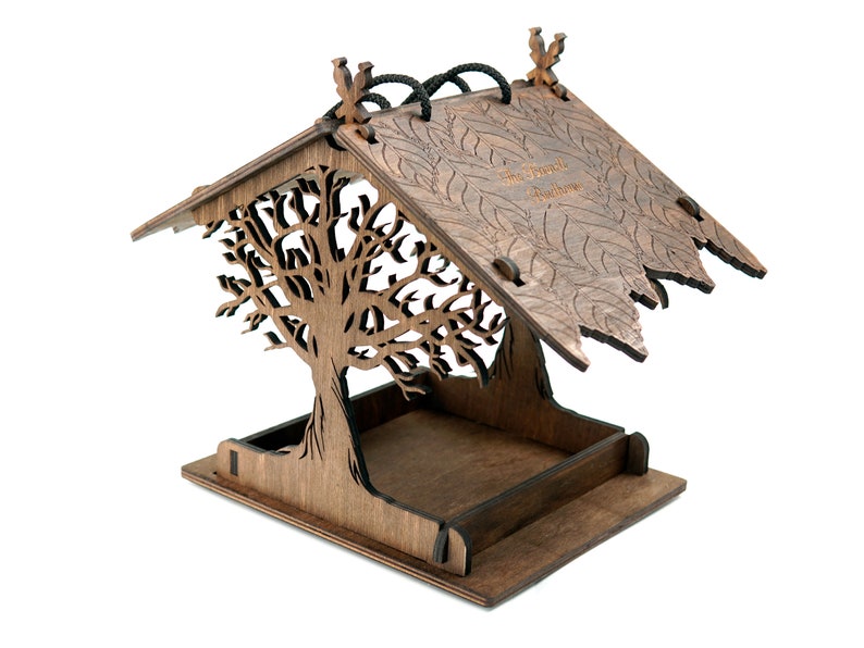 Wooden bird house for garden, Hanging bird feeder gift for her, Garden gifts for mom, Housewarming gift image 4