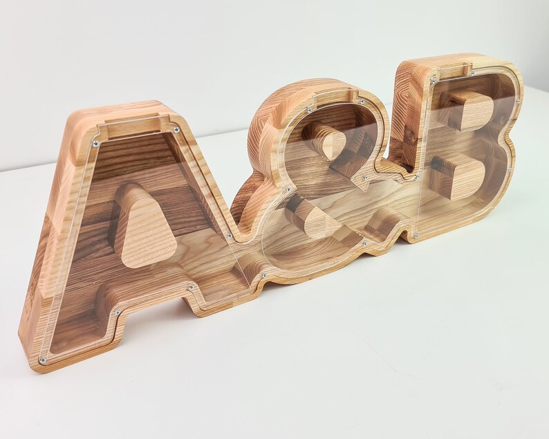 Letters Personalized Piggy Bank Wood Money Bank Wedding Gift Etsy