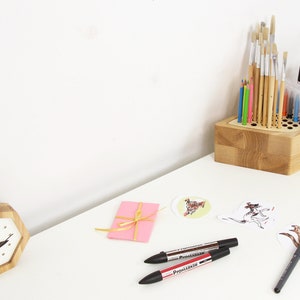 Pen Stand, Pen Holder Wood, Wooden Pencil Holder, Wood Desk Organizer, Brush Holder image 9