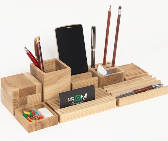 Wooden Office Desk Accessories Model Avang (10pcs) - ShopiPersia