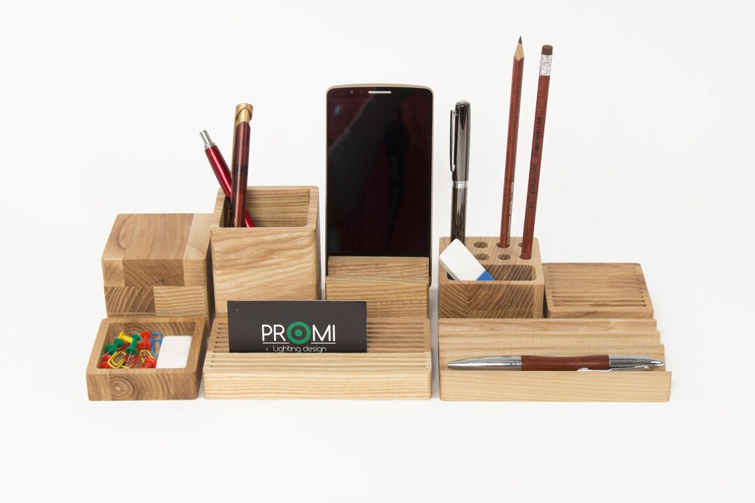 Desk Organizer CHOOSE YOUR BOXES, Desk Organization, Wooden Desk