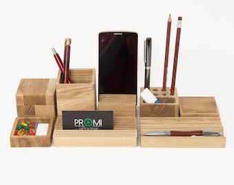 Desk organizer CHOOSE YOUR BOXES, Desk organization, Wooden desk organizer, Birthday gift for dad, Desk organization gift for him