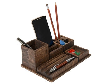 Wooden desk organizer Desk organization Office organization