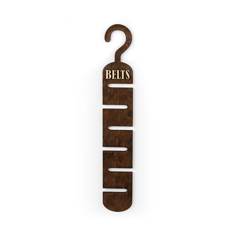 Rustic wooden belt hanger for men, handmade belt organizer with 3D BELTS letters, gift for him or dad
Wooden belt rack for closet organization, handmade gift for husband or boyfriend

Belt holder for wardrobe, wooden hanger with BELTS sign, men’s accessories organizer
Wooden belt hanger inside modern closet, space-saving belt organizer for men
Gift-ready wooden belt rack, rustic home accessory, perfect Father’s Day gift
Handmade plywood belt organizer, natural wood finish, functional men’s gift