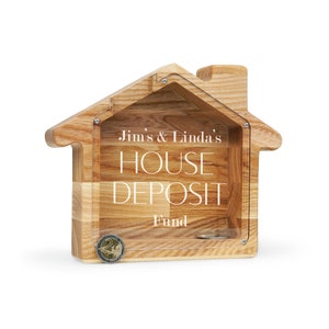 Custom New Home Fund, huisvormig spaarvarken voor volwassenen, gepersonaliseerde spaarpot, vintage munthouder, uniek housewarmingcadeau