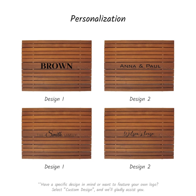 Large and Small Wooden Bath Mats - Non-Slip Oak Wood for Wet Areas