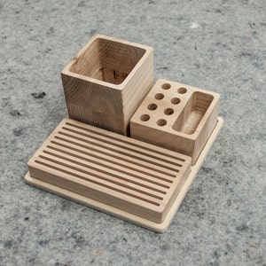 Wood desk organiser Pencil holder Pen holder Boyfriend gift ideas image 2