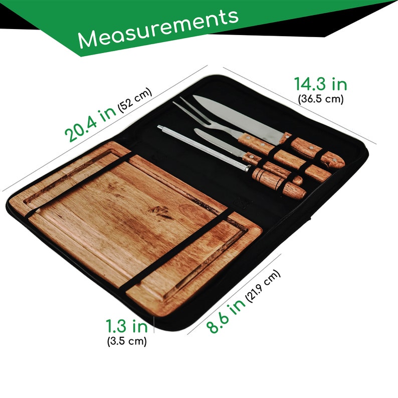 Personalisiertes Grillset, lasergravierte Grillwerkzeuge mit Tragetasche, individuelles Grillgeschenk, großes Grillmeister-Schneidebrett, Grillset Bild 5