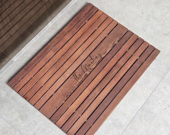 Custom Size Bath Mat, Customizable Premium Thermo Ash Wood Shower Mat, Personalized Bathroom Mat for Pool, Sauna, Boat, All Dimensions