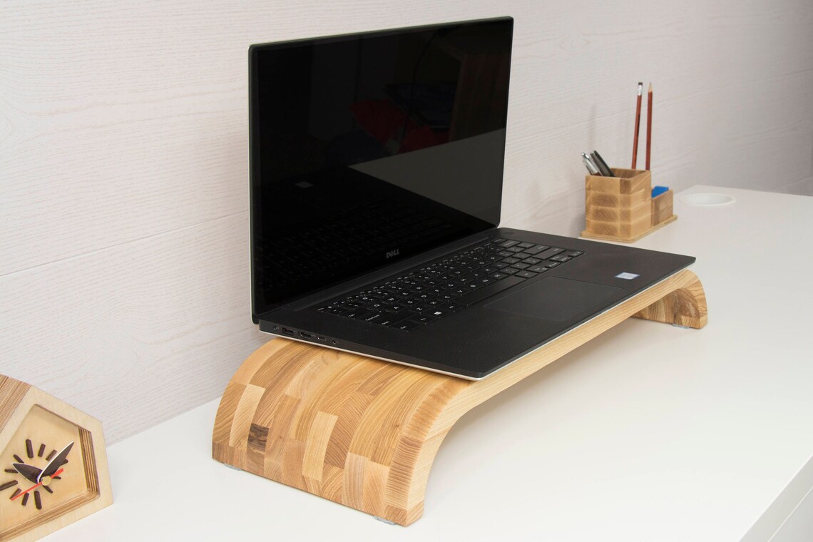 HOUTEN monitorstandaard Houten monitor riser Laptop Etsy