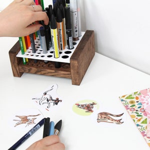 Wood pencil holder Pen holder Pencil storage Wooden pen holder Desk organization image 9