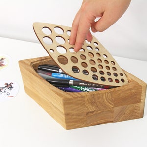 Wood desk organizer Pen stand Wooden pencil holder Wood pen holder image 6