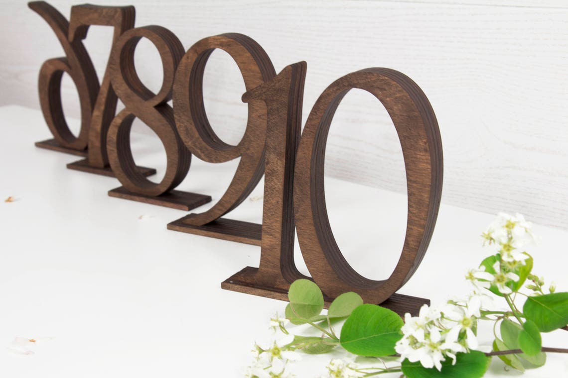 Wooden Table Numbers SET of 5 Brown Table Numbers Rustic Etsy