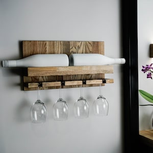 Wine rack, Wine glass rack, Wine rack wall mounted, Storage wine rack, Wood wine rack, Rustic wine rack, Wine bottle holder, Wall mounted